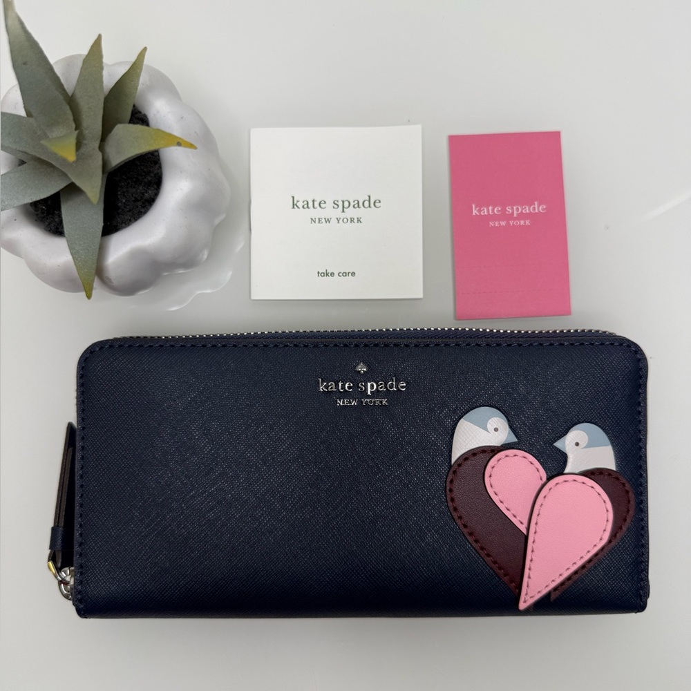 Kate Spade Love Birds Continental Wallet Night Cap NWT